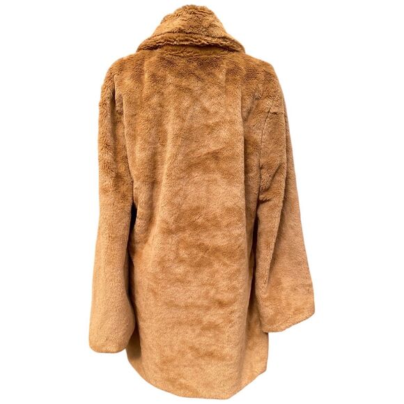 Love Tree Teddy Coat M Tan Brown Faux Fur Sherpa Jacket Boho Mob Wife Style - Picture 3 of 16
